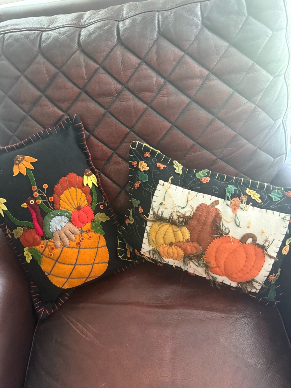 Fall Pumpkin Pillows (2) Decorative Autumn Harvest Turkey Pumpkins Each 14x10